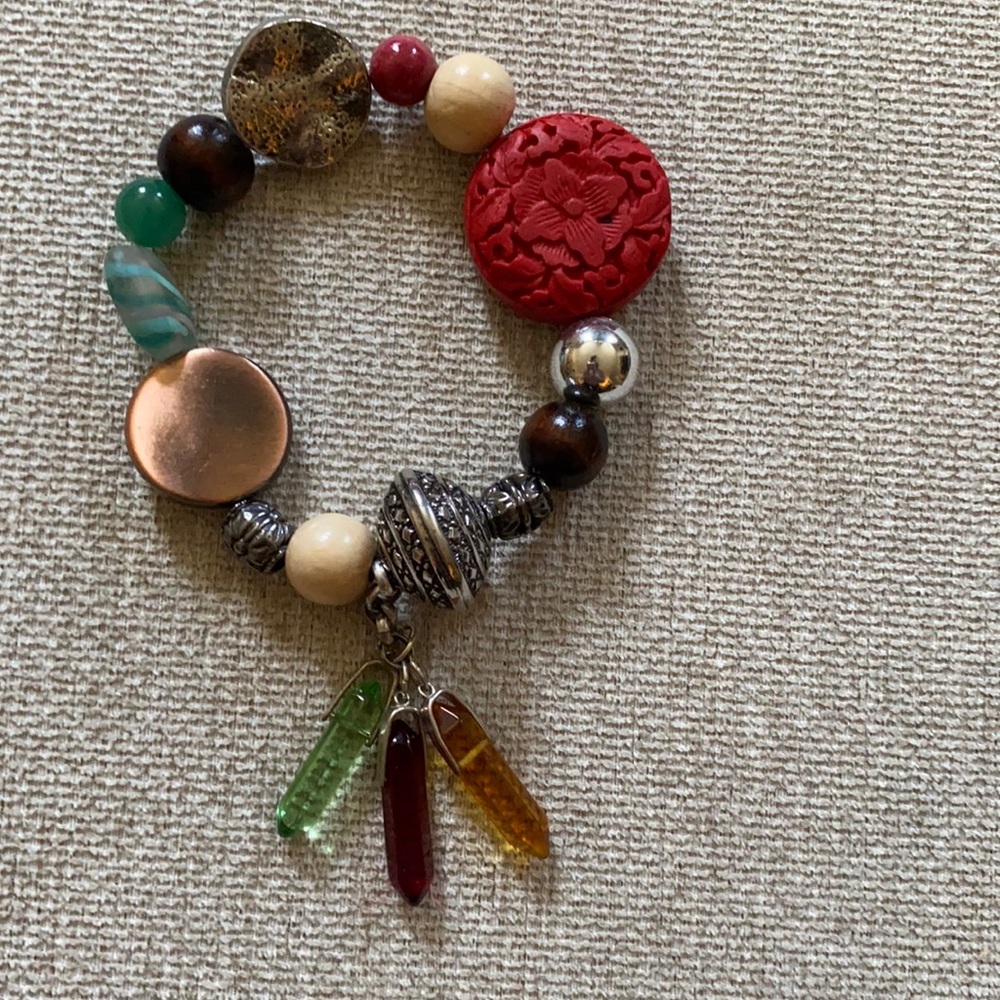 Silver with multi colored beads